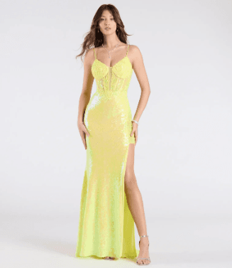Neon Yellow Sequin Corset